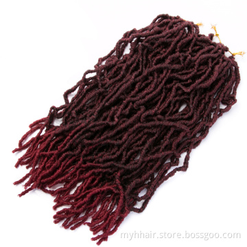 18 inch 20 roots/pack,Afro Locs twist Ombre curly Synthetic Braiding Hair extensions Burgundy Faux Locs Crochet Braid